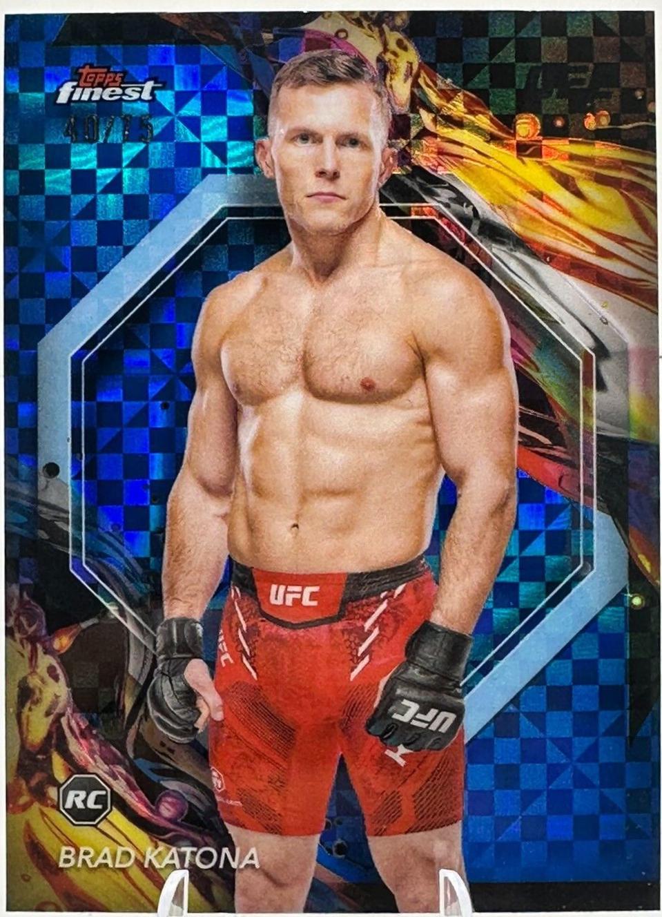 Brad Katona 2024 Topps Finest UFC Base Uncommon #105 Blue Checkerboard Refractor