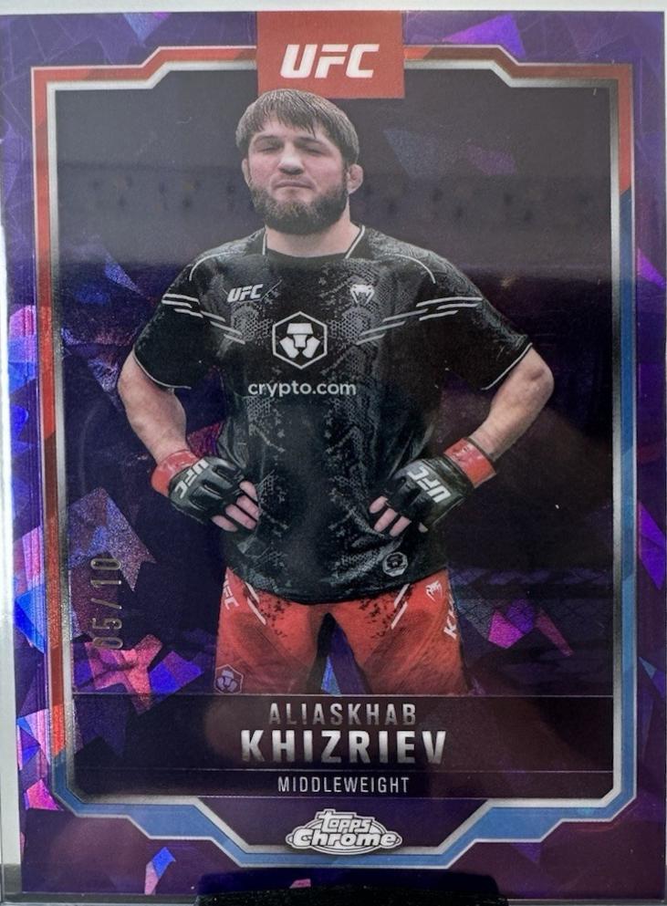 Aliaskhab Khizriev 2025 Topps Chrome UFC Base #196 Purple Geometric Refractor