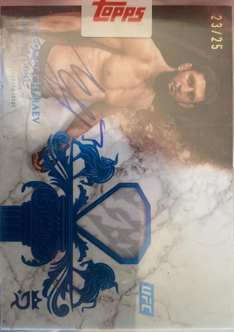 Khamzat Chimaev 2025 Topps Royalty UFC Royalty Relic Signatures #RYR-KC Blue