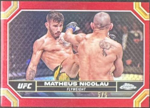Matheus Nicolau 2024 Topps Chrome UFC Base #128 Red Refractor