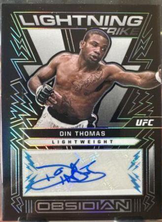 Din Thomas 2023 Panini Chronicles UFC Obsidian Lightning Strike Signatures #1 Blue