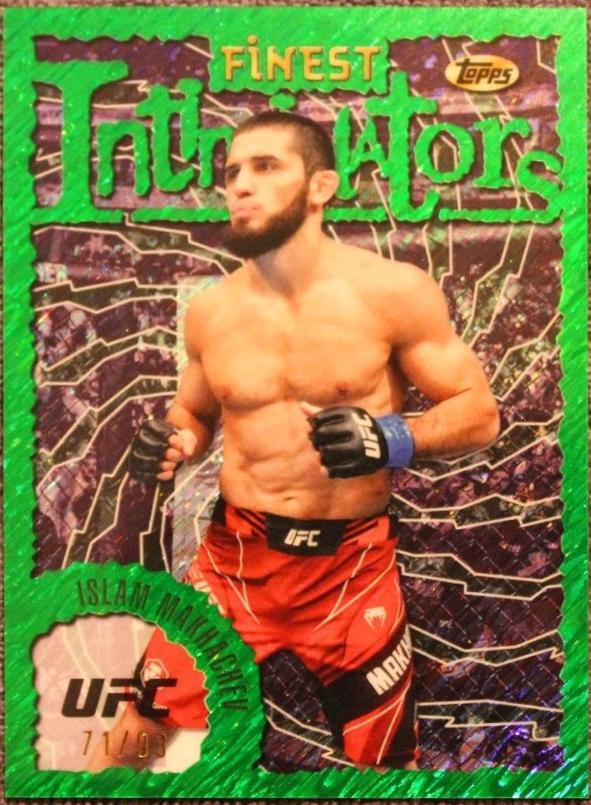 Islam Makhachev 2024 Topps Finest UFC Intimidators #INT-23 Green Shimmer Refractor