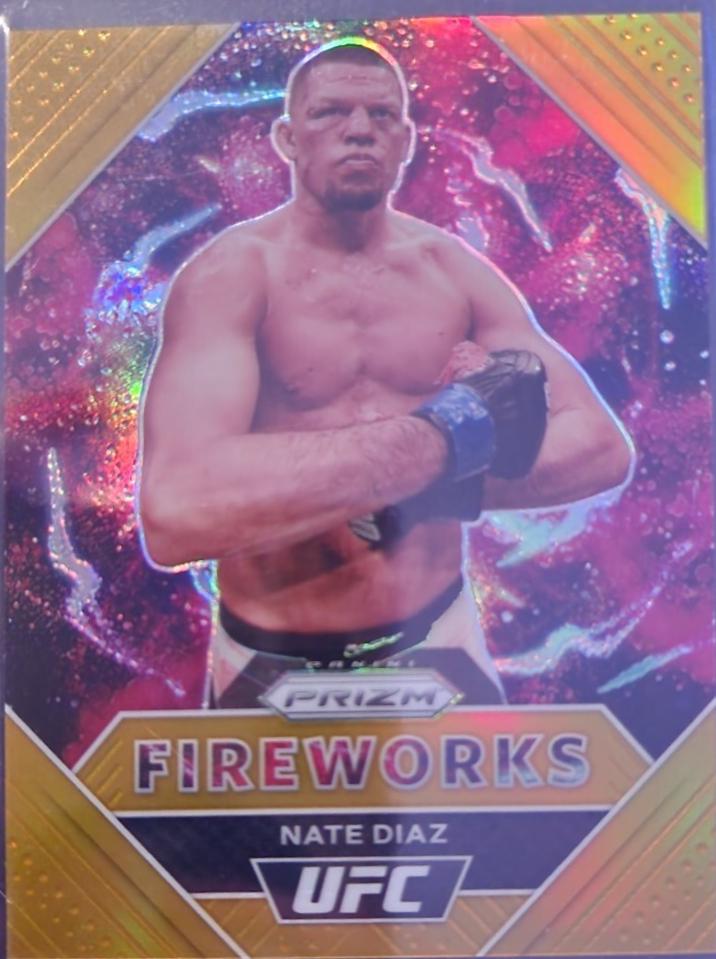 Nate Diaz 2021 Panini Prizm UFC Fireworks #17 Gold