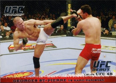 Georges St-Pierre / Karo Parisyan 2009 Topps UFC Round 1 Base #17 Red