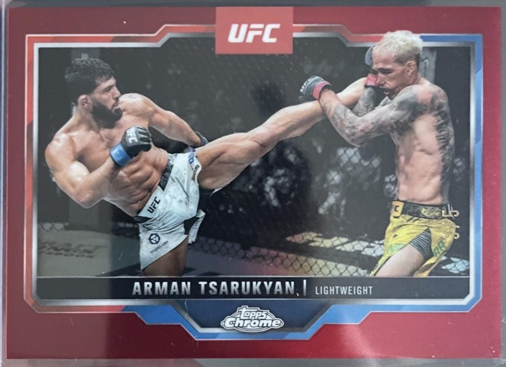 Arman Tsarukyan 2025 Topps Chrome UFC Base #94 Red Refractor