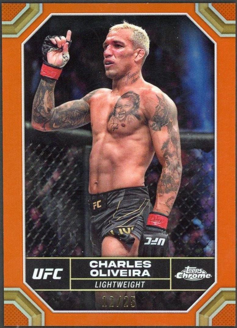 Charles Oliveira 2024 Topps Chrome UFC Base #42 Orange Refractor