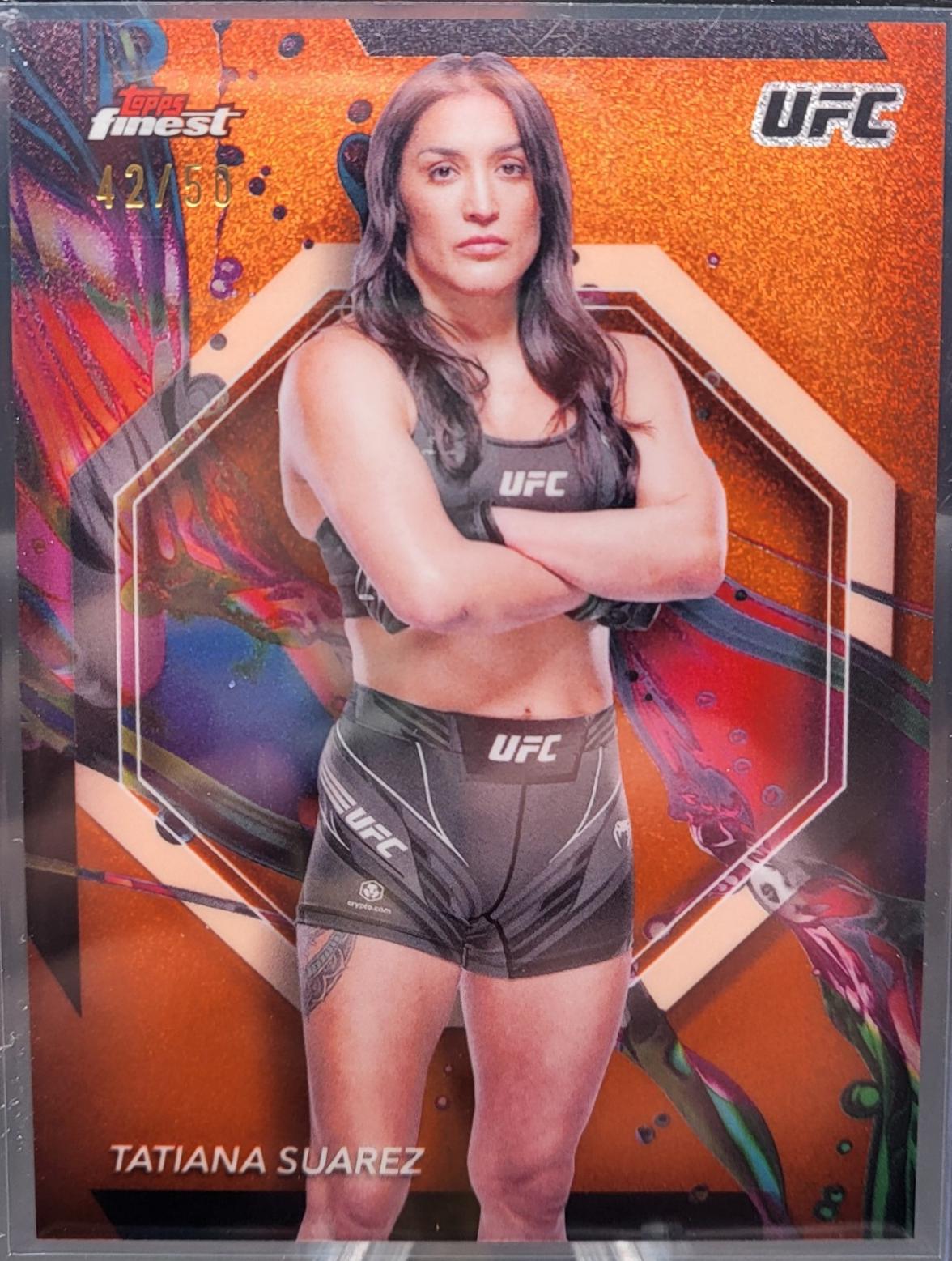 Tatiana Suarez 2024 Topps Finest UFC Base Common #39 Tangerine Glitter Refractor