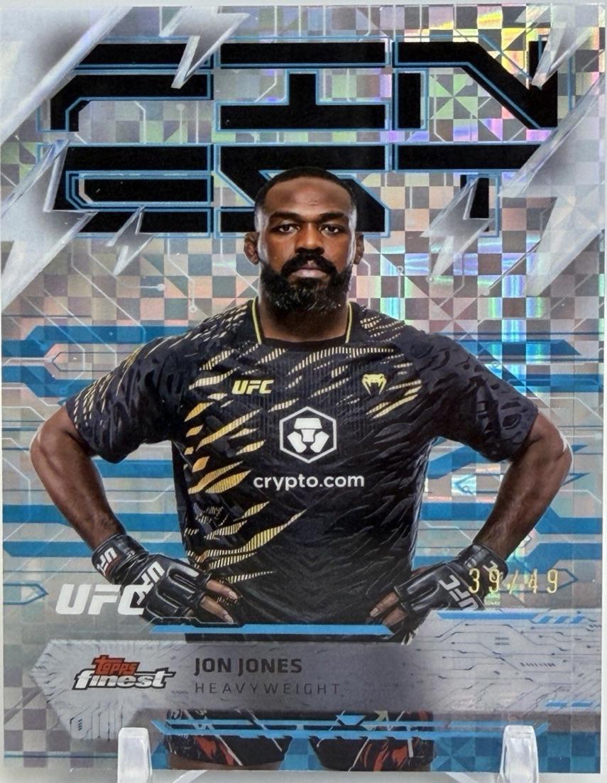 Jon Jones 2025 Topps Finest UFC Base Rare #224 Blue Checkerboard Refractor
