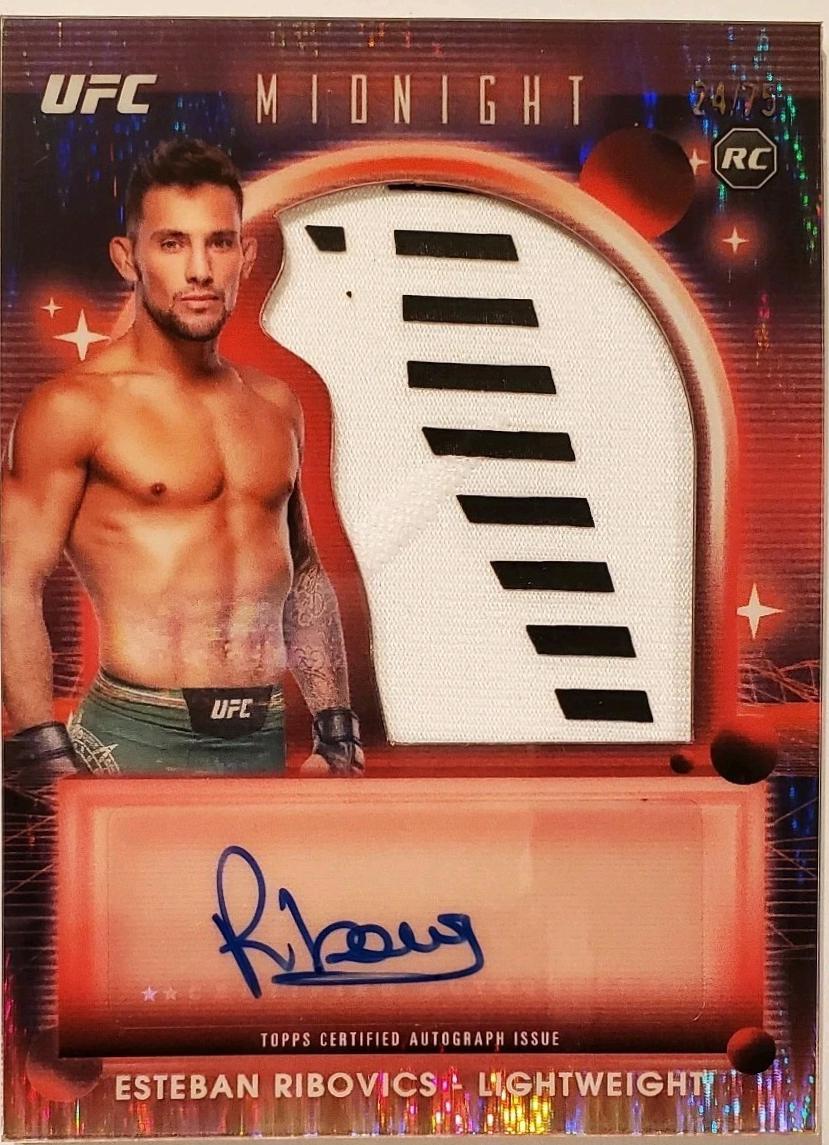 Esteban Ribovics 2025 Topps Midnight UFC Rookie Relic Autographs #RRA-ER Dusk