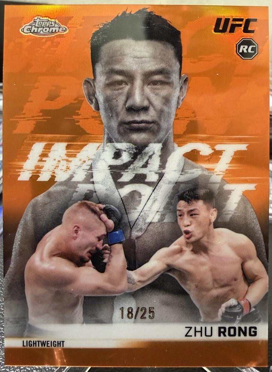 Zhu Rong 2026 Topps Chrome UFC Impact Point #IP-12 Orange Refractor