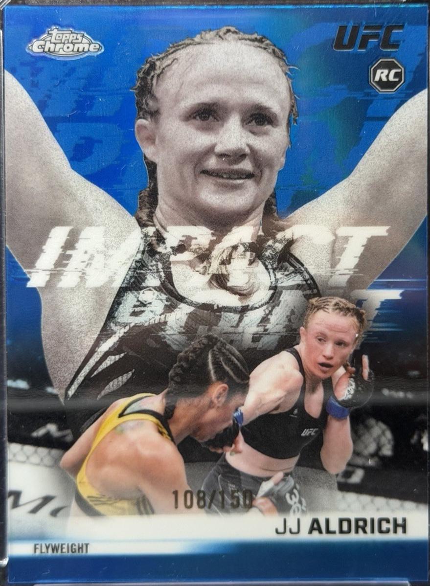 JJ Aldrich 2026 Topps Chrome UFC Impact Point #IP-17 Blue Refractor