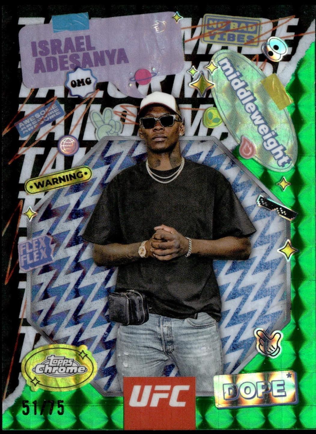 Israel Adesanya 2025 Topps Chrome UFC Tailor Made #TRM-4 Geometric Green Refractor