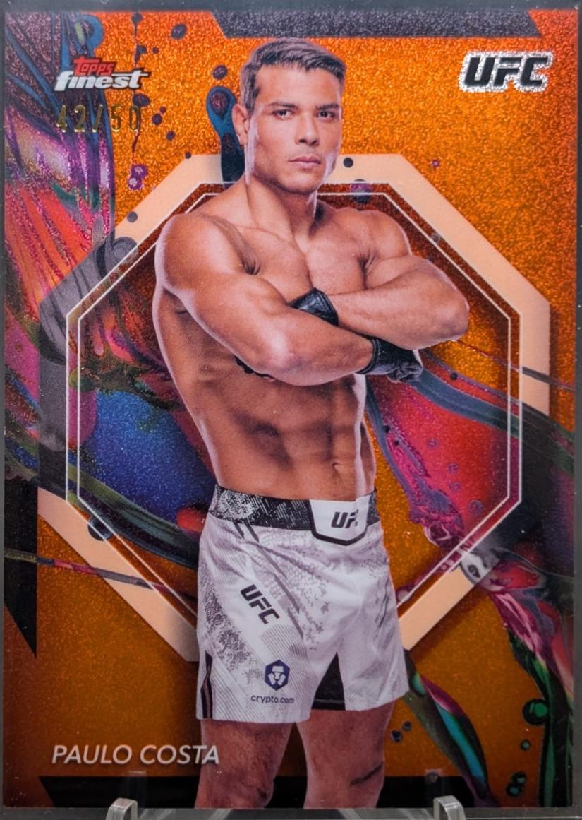 Paulo Costa 2024 Topps Finest UFC Base Common #4 Tangerine Glitter Refractor