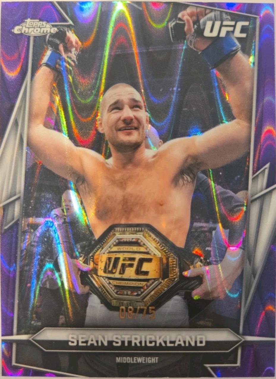 Sean Strickland 2026 Topps Chrome UFC Base #2 Purple Ray Wave Refractor