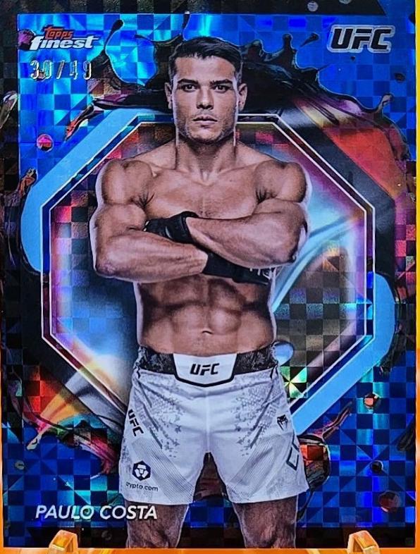 Paulo Costa 2024 Topps Finest UFC Base Rare #249 Blue Checkerboard Refractor