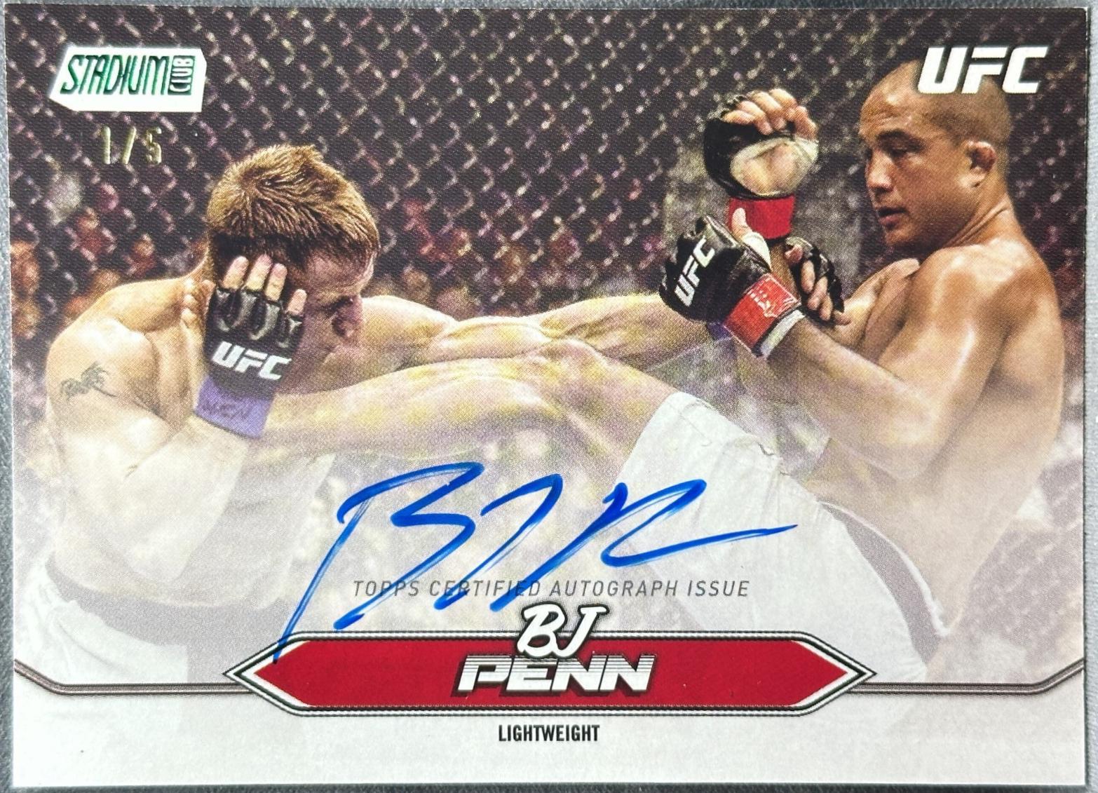 BJ Penn 2025 Topps Stadium Club UFC Base Autographs #BCA-BJP Green