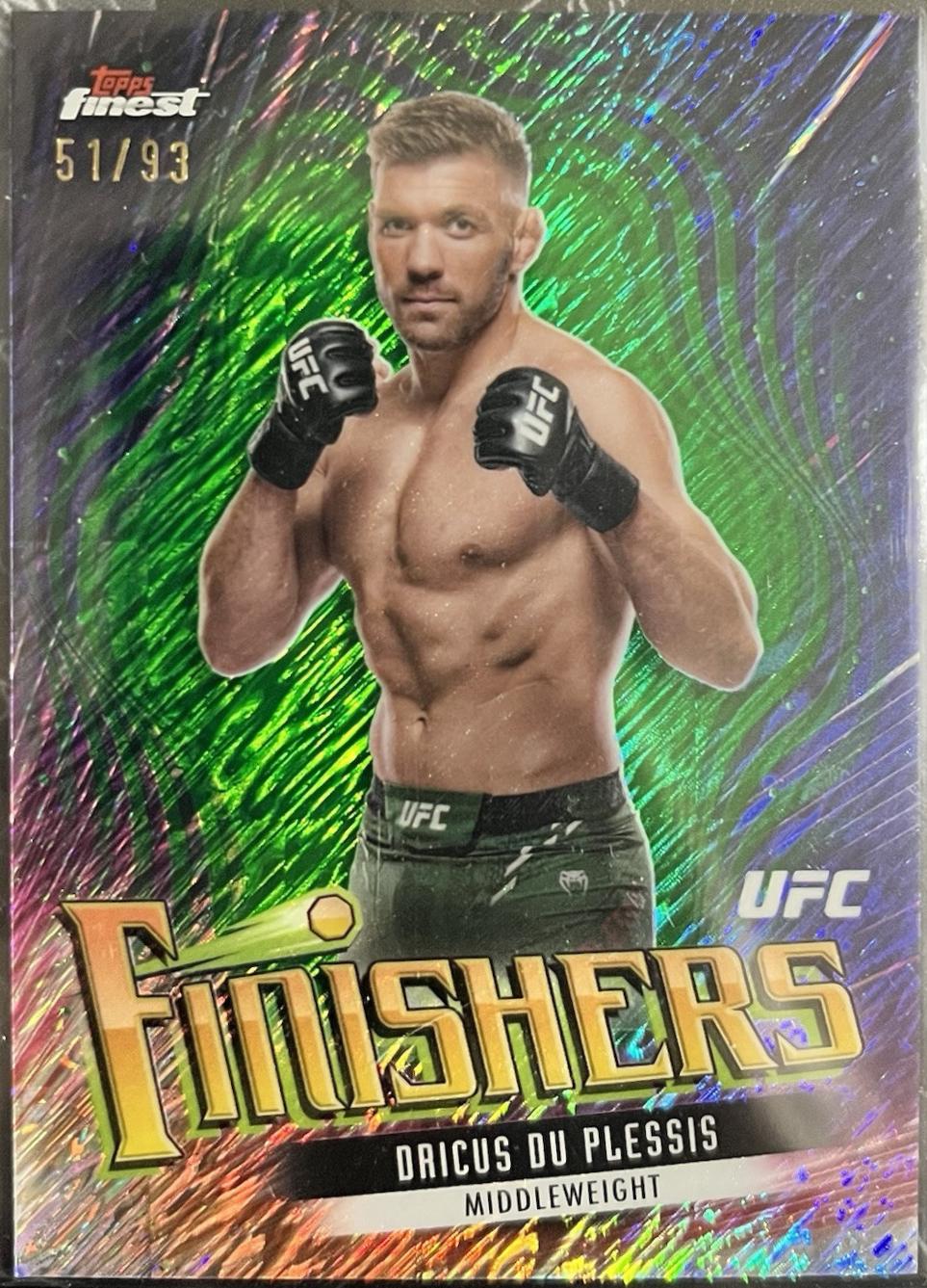 Dricus Du Plessis 2024 Topps Finest UFC Finishers #FIN-11 Green Shimmer Refractor