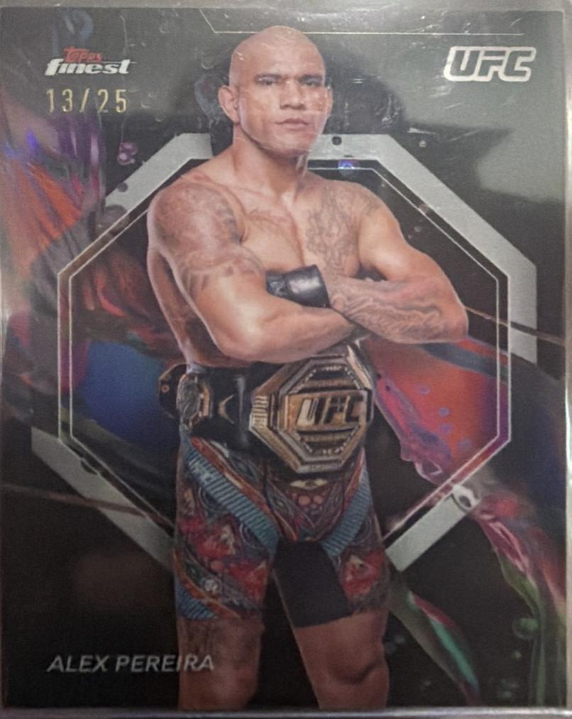Alex Pereira 2024 Topps Finest UFC Base Common #12 Black Refractor