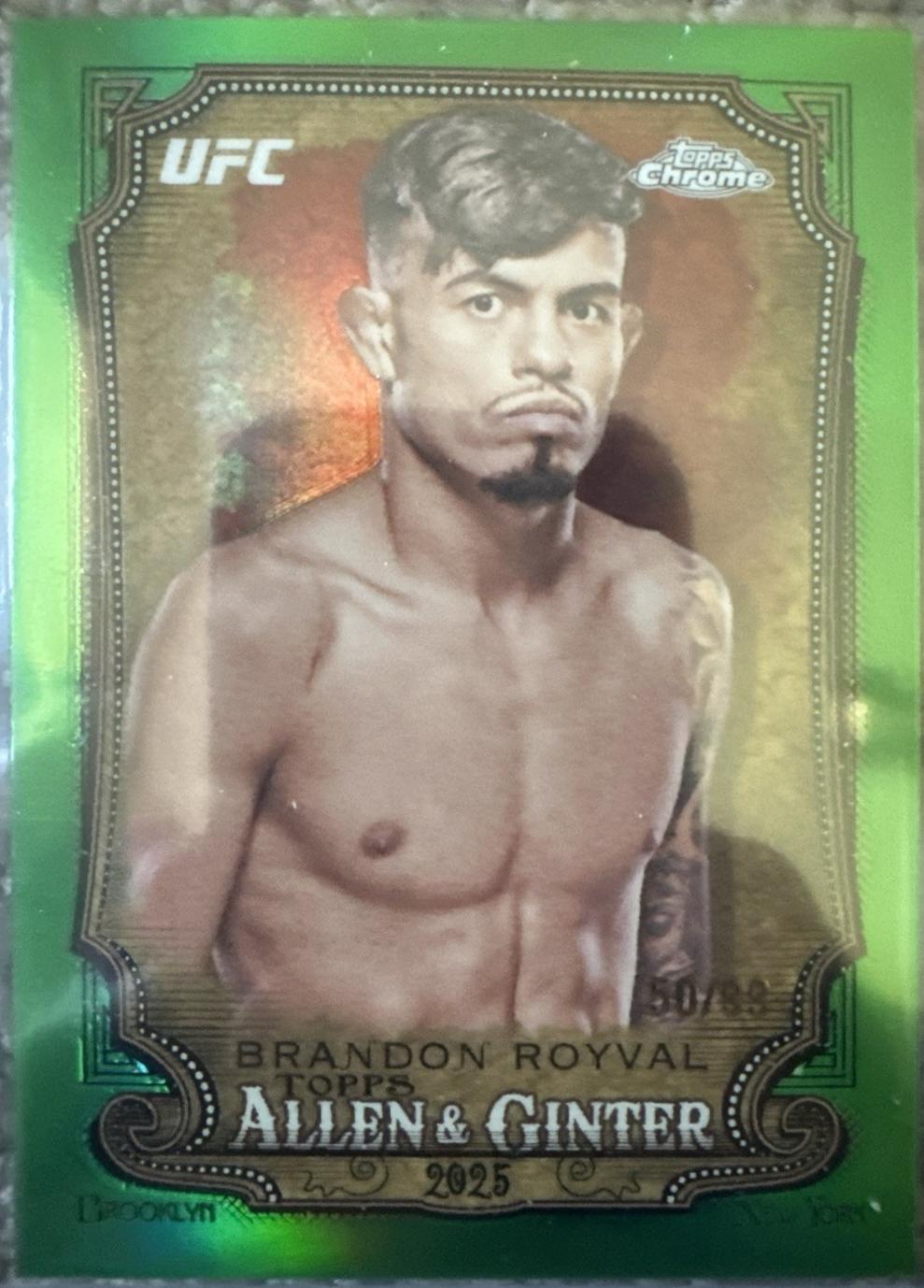 Brandon Royval 2025 Topps Chrome UFC Allen & Ginter #AAG-10 Green Refractor