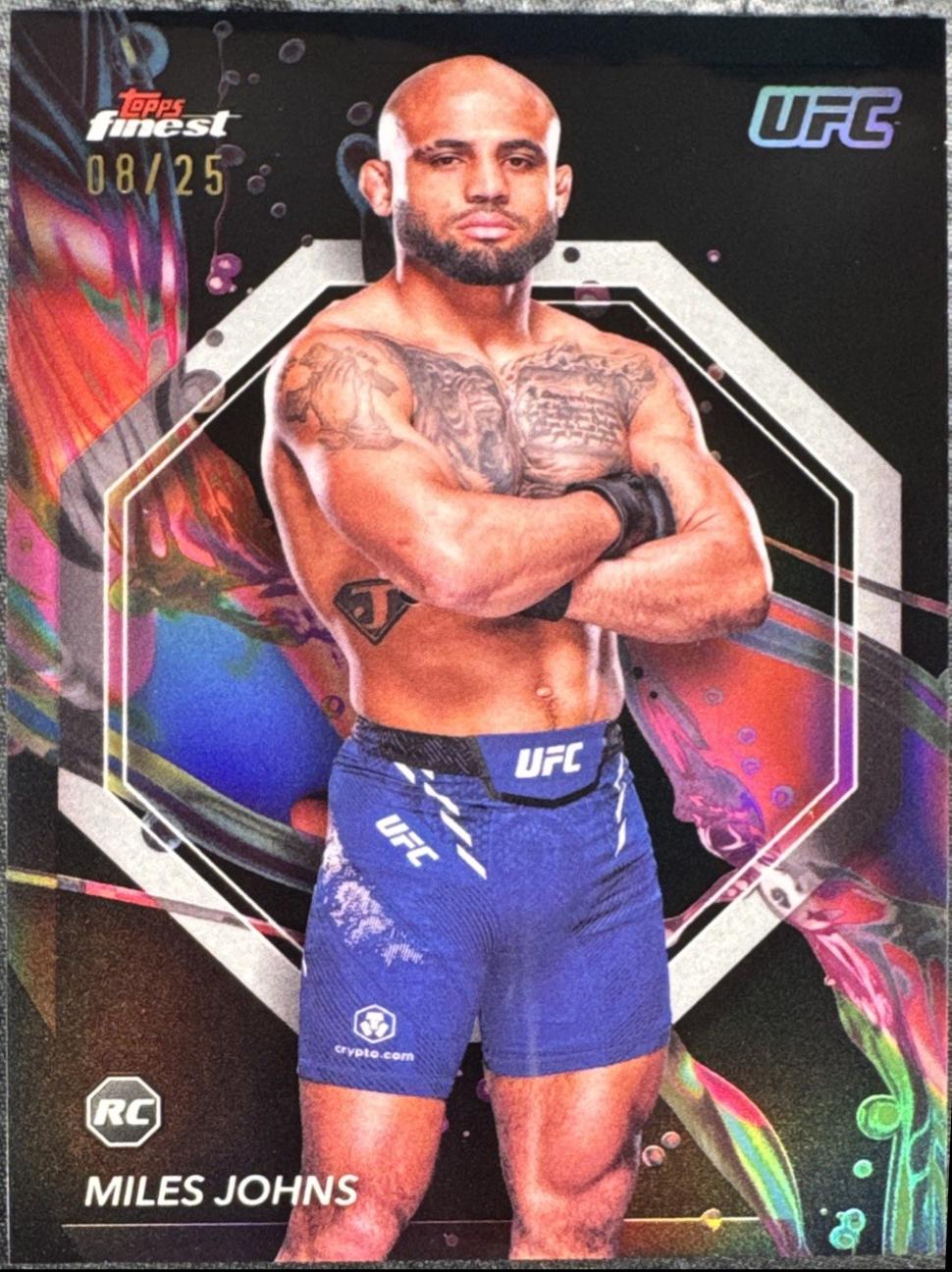 Miles Johns 2024 Topps Finest UFC Base Common #3 Black Refractor