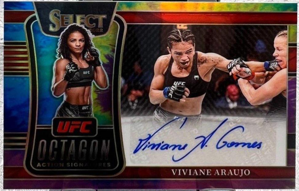 Viviane Araujo 2022 Panini Select UFC Octagon Action Signatures #24 Tie Dye