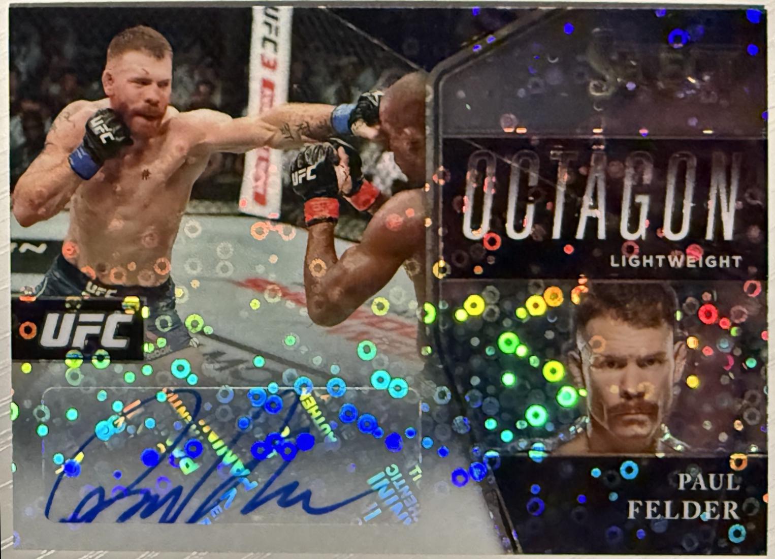 Paul Felder 2021 Panini Select UFC Octagon Action Signatures #2 Disco Prizms