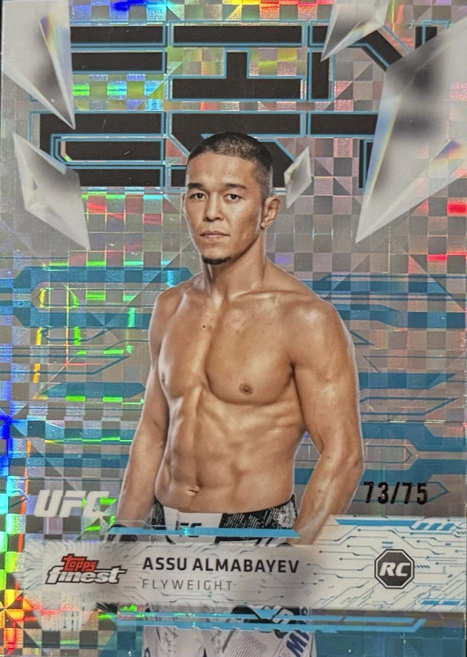 Assu Almabayev 2025 Topps Finest UFC Base Uncommon #136 Blue Checkerboard Refractor