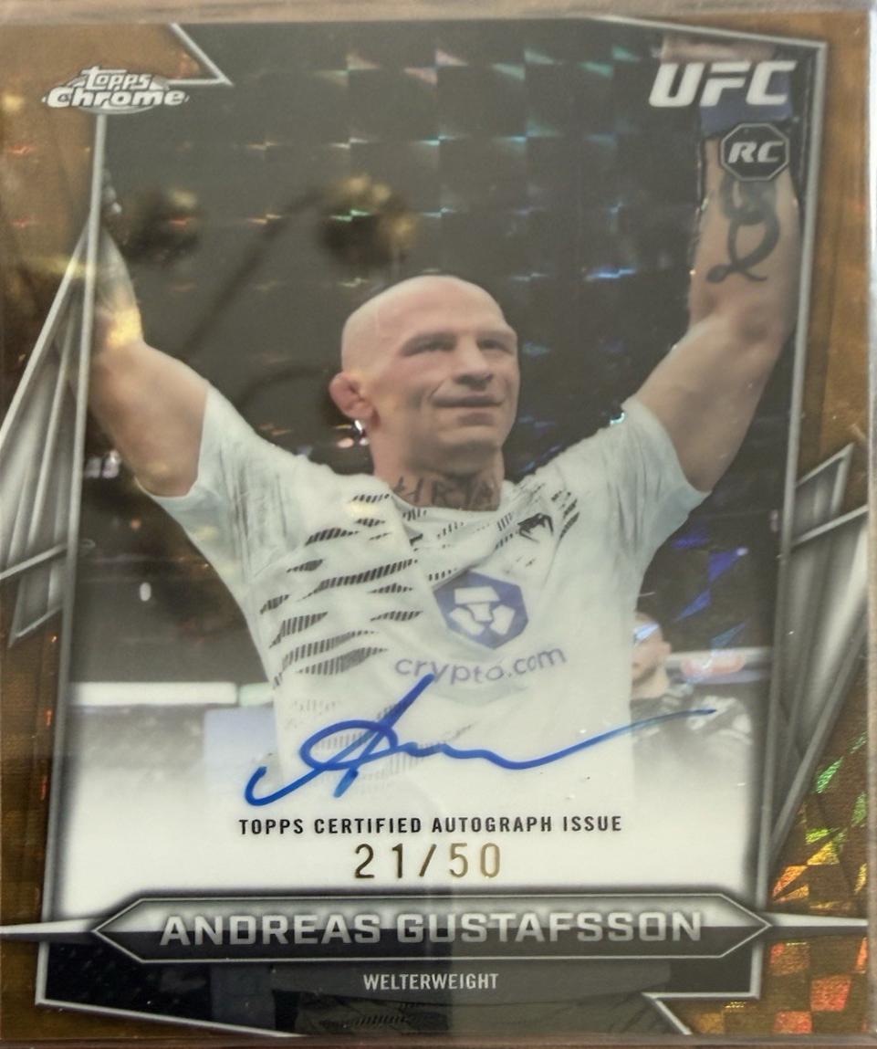 Andreas Gustafsson 2026 Topps Chrome UFC Base Autographs #BAV-AN Gold Geometric Refractor