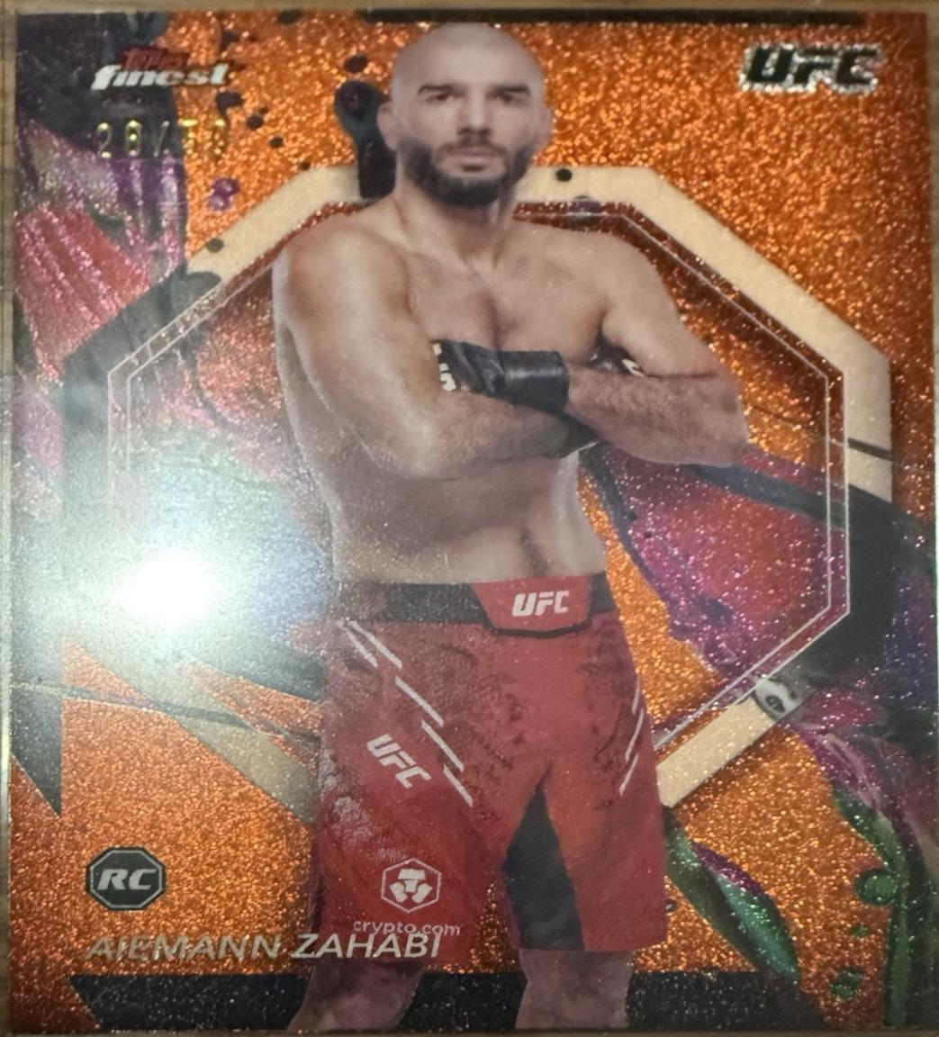 Aiemann Zahabi 2024 Topps Finest UFC Base Common #77 Tangerine Glitter Refractor