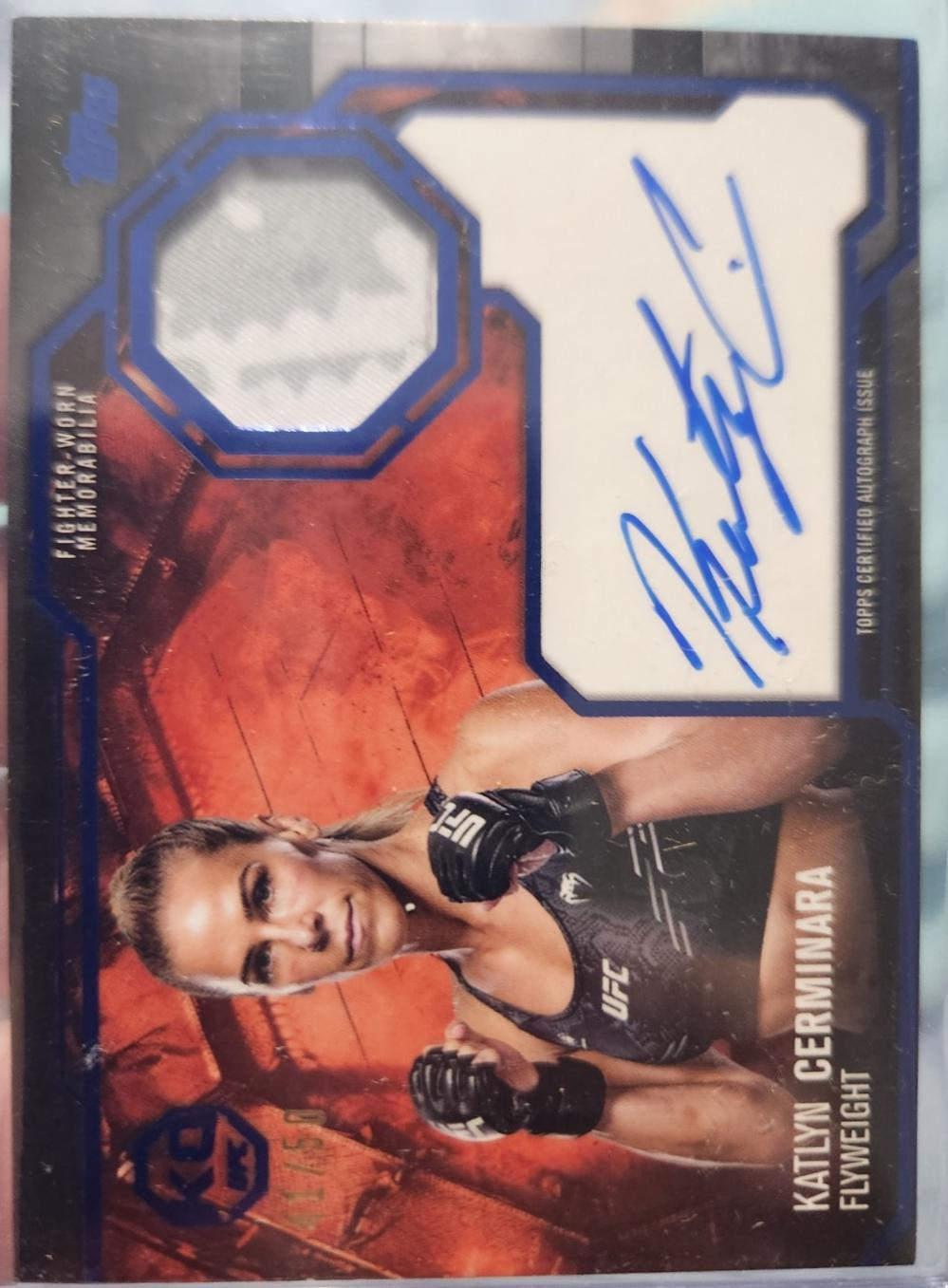 Katlyn Cerminara 2025 Topps Knockout UFC Knockout Autograph Relics #KAR-KC Blue