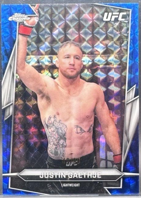 Justin Gaethje 2026 Topps Chrome UFC Base #39 Blue Geometric Refractor
