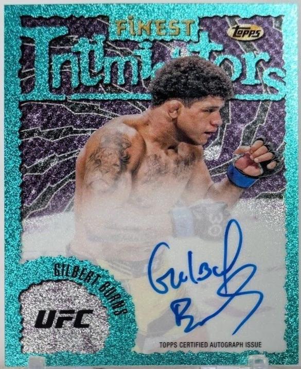 Gilbert Burns 2024 Topps Finest UFC Intimidators Autographs #IA-GBS Aqua Glitter Refractor