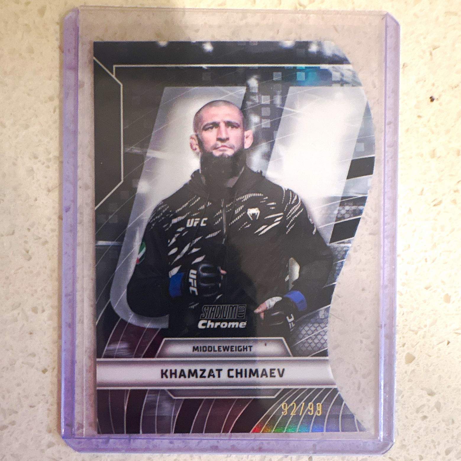 Khamzat Chimaev 2026 Topps Stadium Club UFC Triumvirates #TV-4 Black Refractor