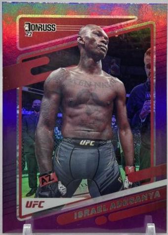 Israel Adesanya 2022 Panini Donruss UFC Base #11 Purple Flood