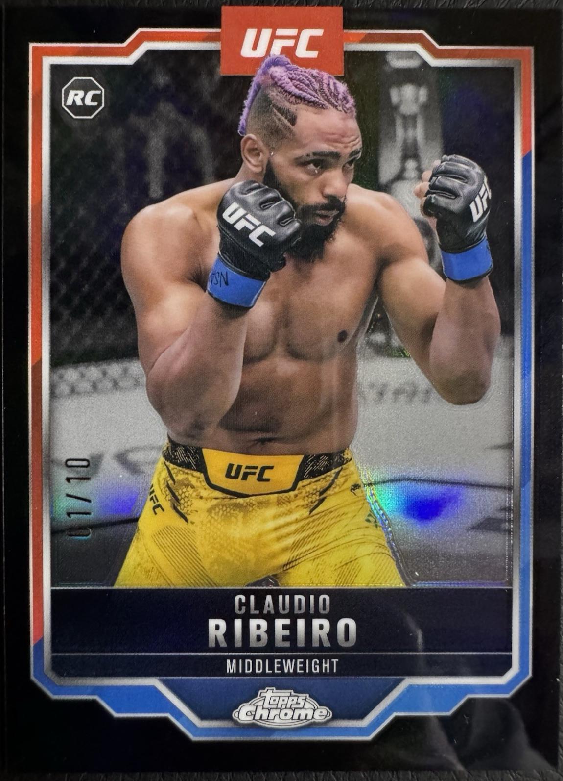 Claudio Ribeiro 2025 Topps Chrome UFC Base #16 Black Refractor