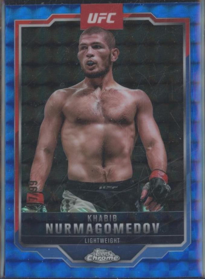 Khabib Nurmagomedov 2025 Topps Chrome UFC Base #36 Blue Geometric Refractor