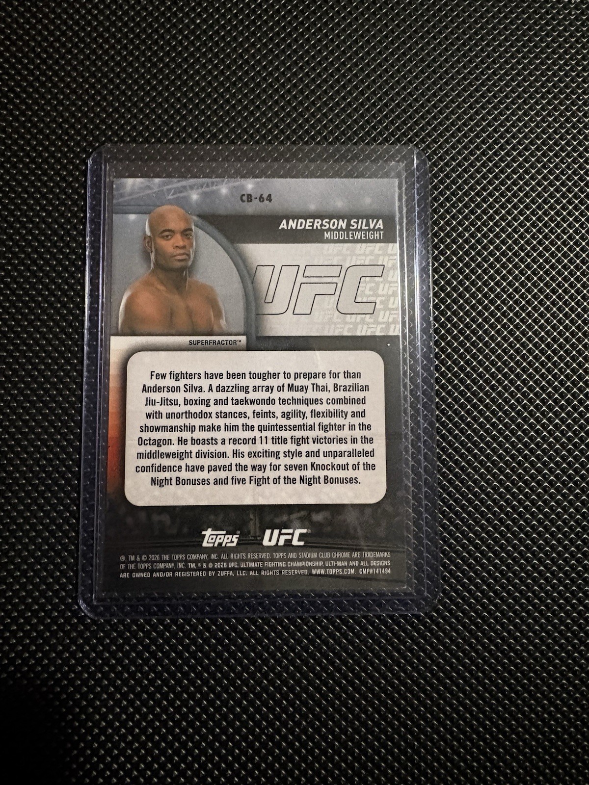Anderson Silva 2026 Topps Stadium Club UFC Chrome Base #CB-64 Superfractor