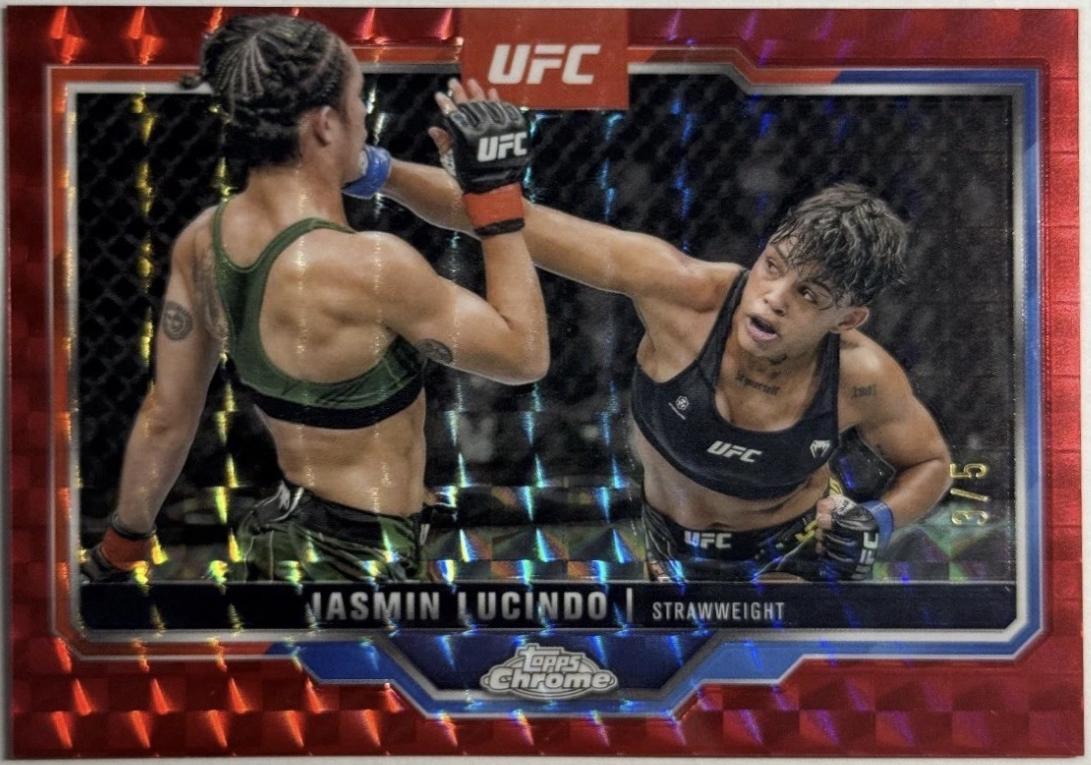 Iasmin Lucindo 2025 Topps Chrome UFC Base #130 Red Geometric Refractor