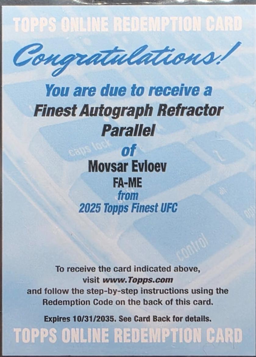 Movsar Evloev 2025 Topps Finest UFC Finest Autographs #FA-ME Red Black Vapor Refractor