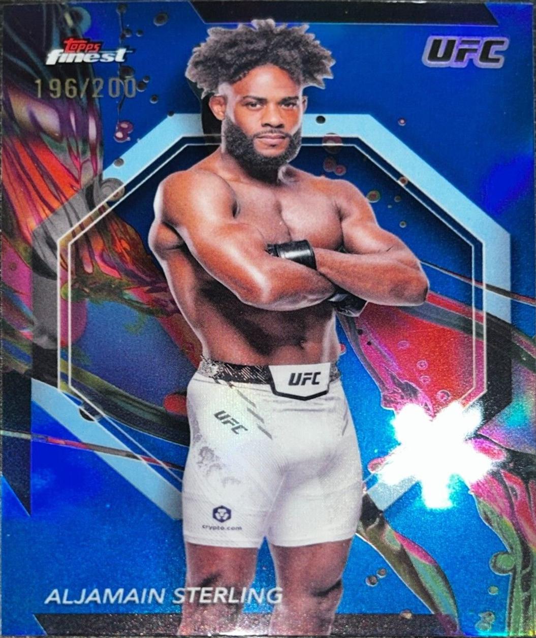 Aljamain Sterling 2024 Topps Finest UFC Base Common #58 Blue Refractor