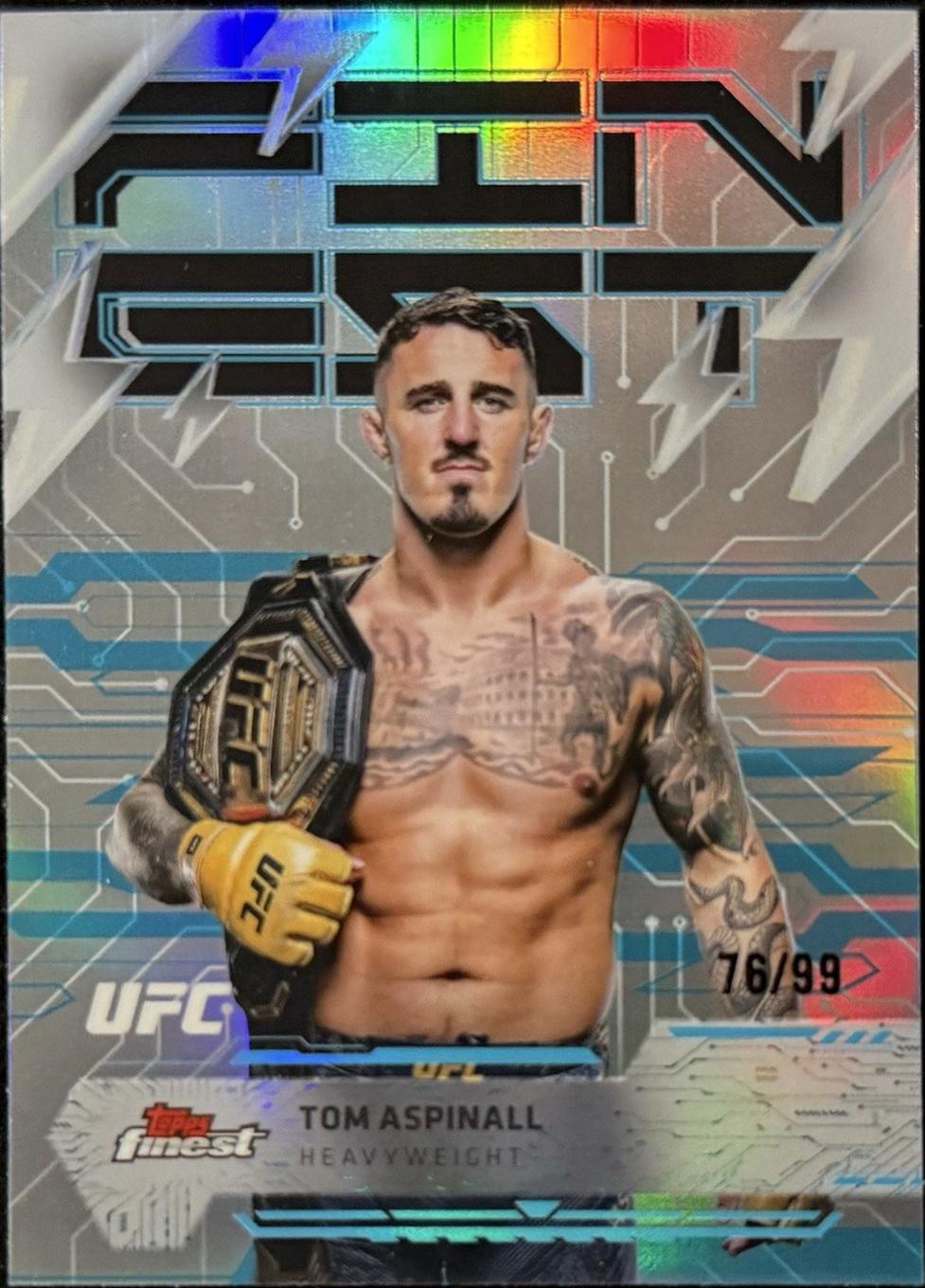 Tom Aspinall 2025 Topps Finest UFC Base Rare #218 Blue Refractor
