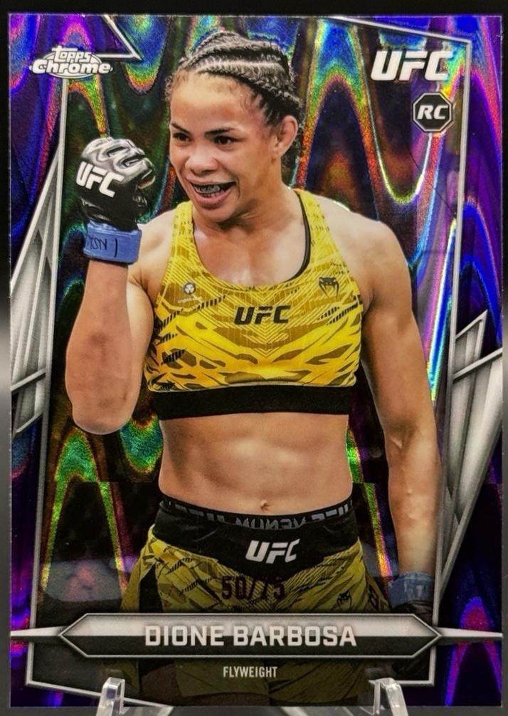 Dione Barbosa 2026 Topps Chrome UFC Base #33 Purple Ray Wave Refractor