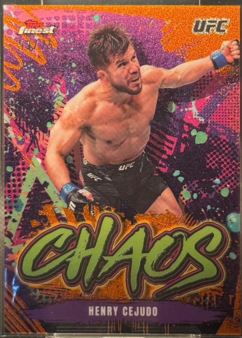 Henry Cejudo 2024 Topps Finest UFC Chaos #CHA-10 Tangerine Glitter Refractor