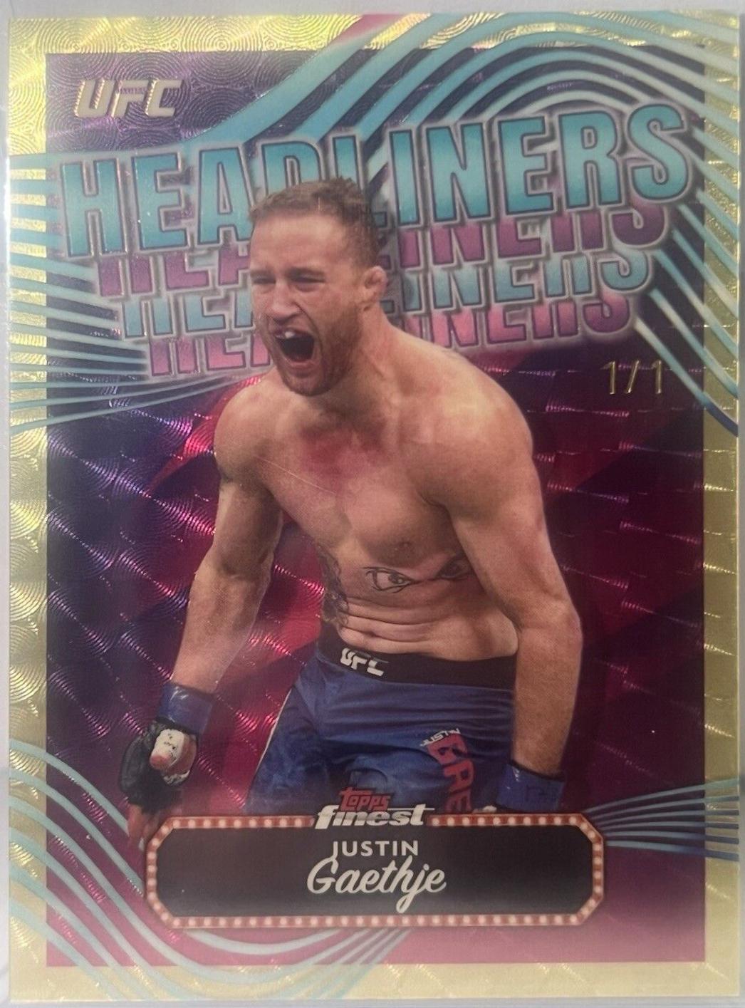 Justin Gaethje 2024 Topps Finest UFC Headliners #HDL-11 Superfractor
