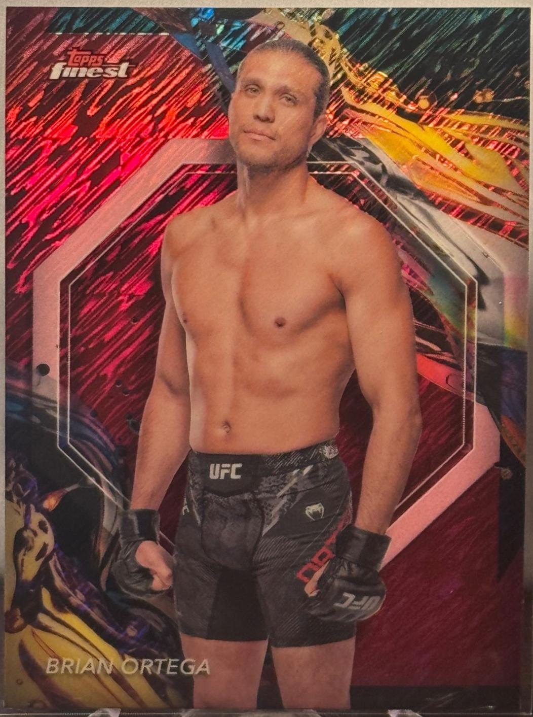 Brian Ortega 2024 Topps Finest UFC Base Uncommon #177 Red Shimmer Refractor