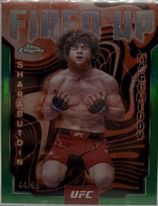 Shara Magomedov 2025 Topps Chrome UFC Fired Up #FUP-14 Green Refractor