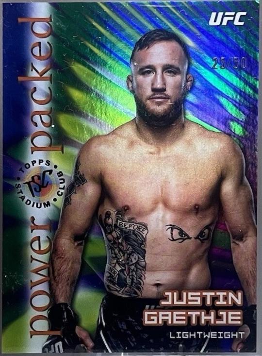 Justin Gaethje 2025 Topps Stadium Club UFC Power Packed #PD-4 Green