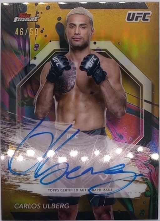 Carlos Ulberg 2024 Topps Finest UFC Finest Autographs #FA-CUG Gold Refractor
