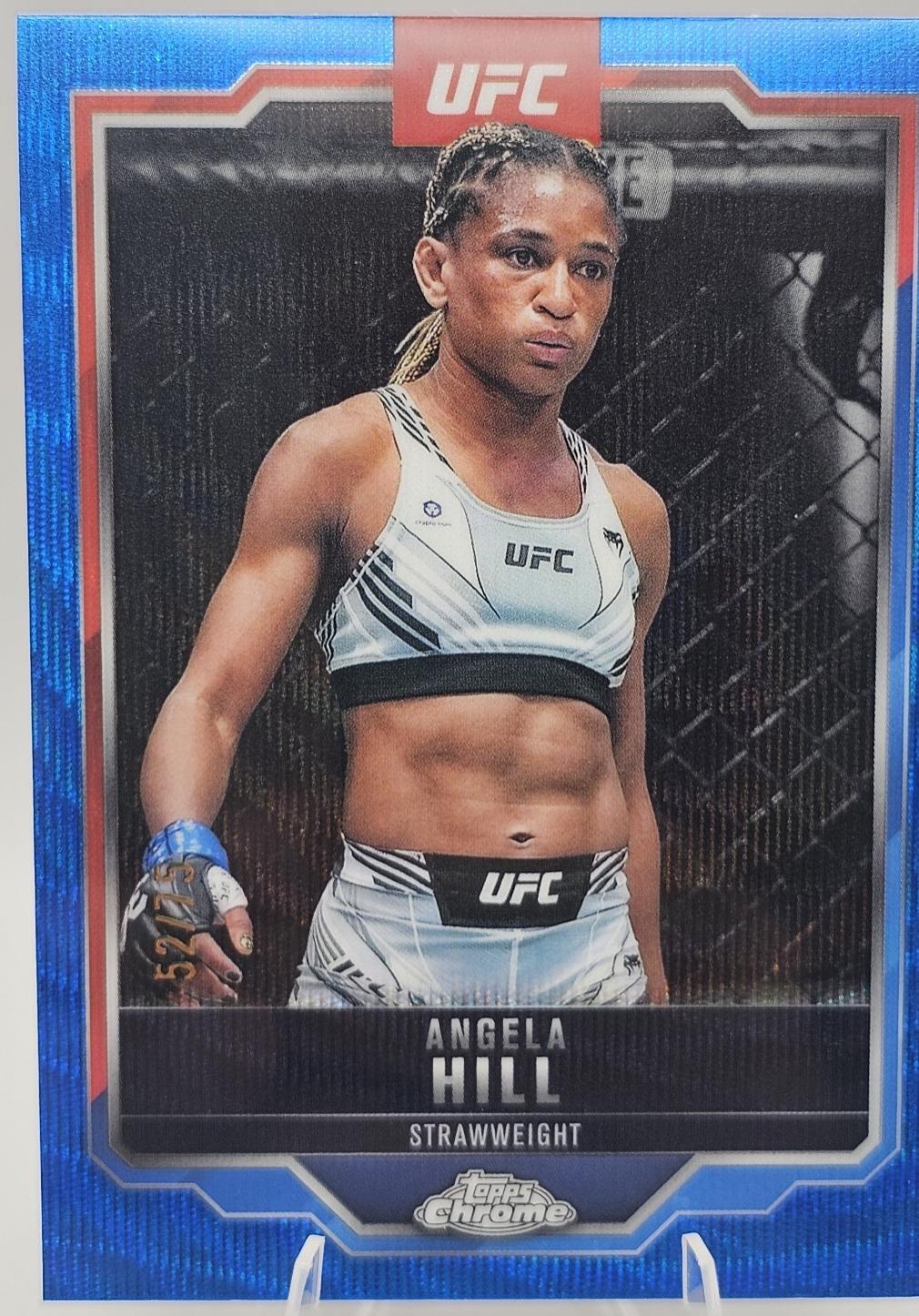 Angela Hill 2025 Topps Chrome UFC Base #124 Blue Wave Refractor