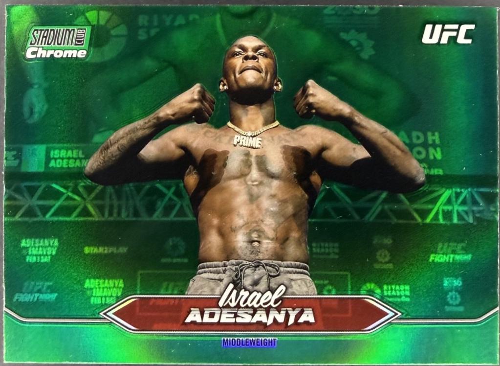 Israel Adesanya 2025 Topps Stadium Club UFC Base Chrome #C-146 Green Refractor